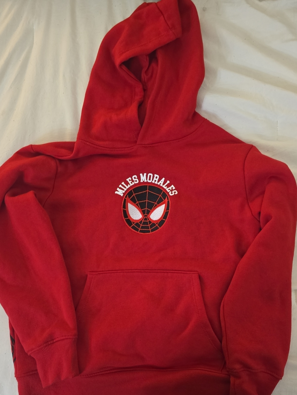Marvel Red Miles Morales Hoodie with Spider Emblem